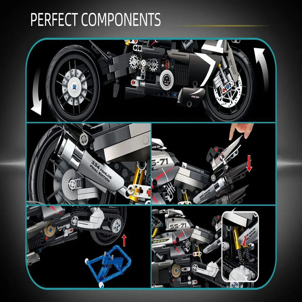 Building Blocks Tech MOC Suzuki B-King Racing Motorcycle Bricks Toy Construction Set Toys - 4