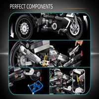 Thumbnail for Building Blocks Tech MOC Suzuki B-King Racing Motorcycle Bricks Toy Construction Set Toys - 4