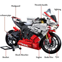 Thumbnail for Building Blocks Tech MOC YAMAHA R1 Sport Motorcycle Bricks Toys 672104 - 5