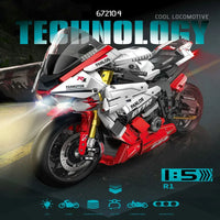Thumbnail for Building Blocks Tech MOC YAMAHA R1 Sport Motorcycle Bricks Toys 672104 - 1