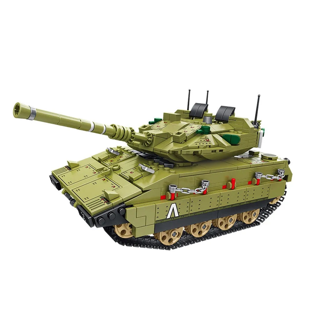 Building Blocks Tech Motorized RC Merkava Main Battle Tank Bricks Toy Construction Set Toys - 1