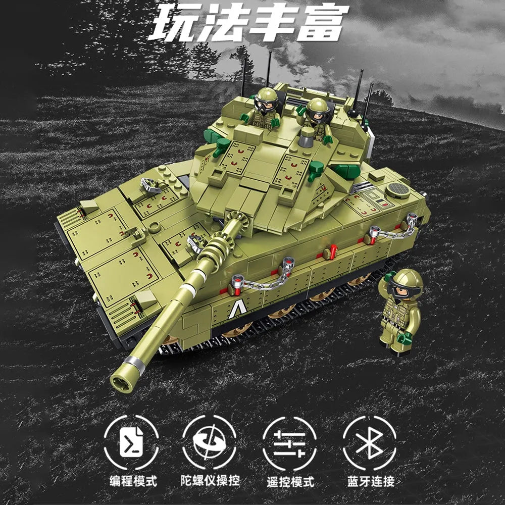 Building Blocks Tech Motorized RC Merkava Main Battle Tank Bricks Toy Construction Set Toys - 4