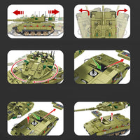 Thumbnail for Building Blocks Tech Motorized RC Merkava Main Battle Tank Bricks Toy Construction Set Toys - 6