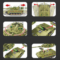 Thumbnail for Building Blocks Tech Motorized RC Merkava Main Battle Tank Bricks Toy - 6