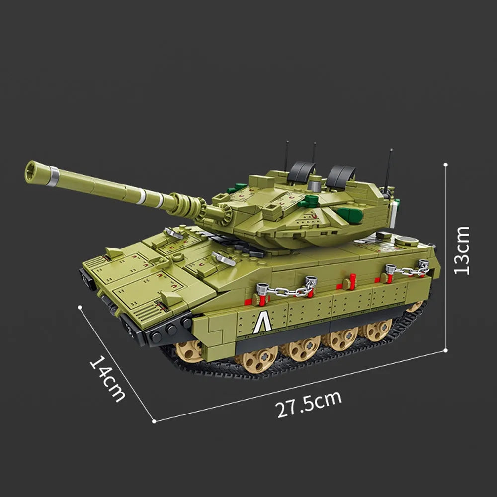 Building Blocks Tech Motorized RC Merkava Main Battle Tank Bricks Toy Construction Set Toys - 5