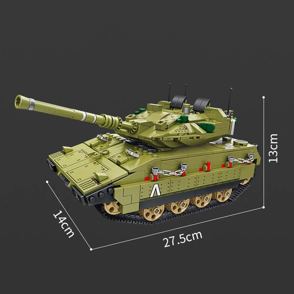 Building Blocks Tech Motorized RC Merkava Main Battle Tank Bricks Toy - 5