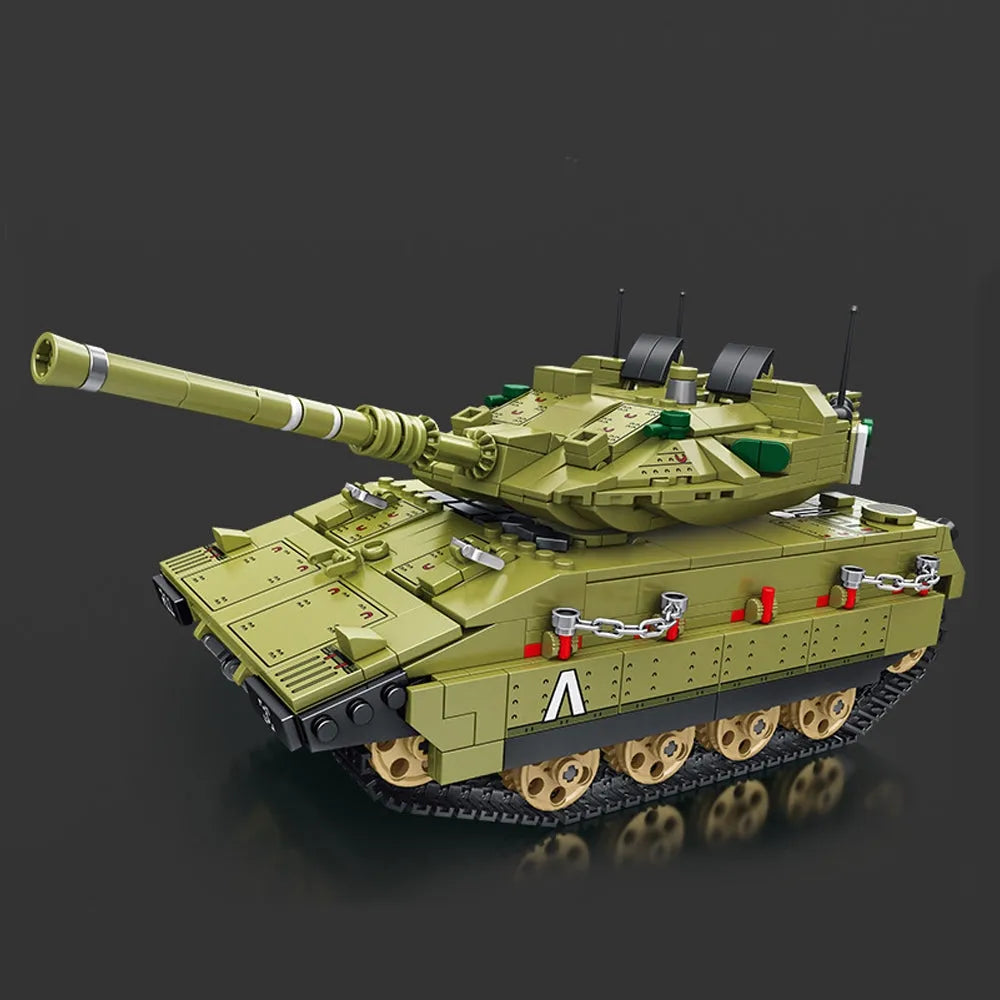 Building Blocks Tech Motorized RC Merkava Main Battle Tank Bricks Toy Construction Set Toys - 3
