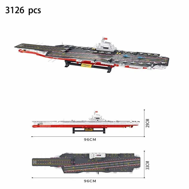 Building Blocks WW2 Military Type 003 Aircraft Carrier Warship Bricks Toy EU - 8