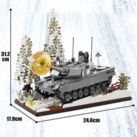 Thumbnail for Building Blocks Military WW2 Leopard 2A7 Ice Cavalry Tank Bricks Toy - 3