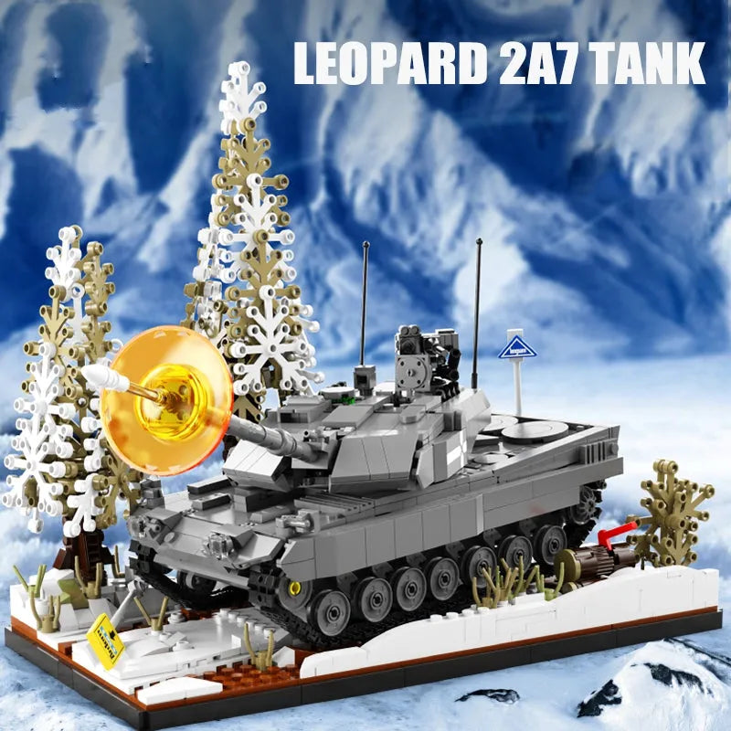 Building Blocks Military WW2 Leopard 2A7 Ice Cavalry Tank Bricks Toy - 1