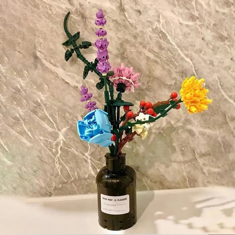Building Blocks MOC Bottled Flowers Pot Bouquet Bricks Kids Toys 92012 Construction Set Toys - 2