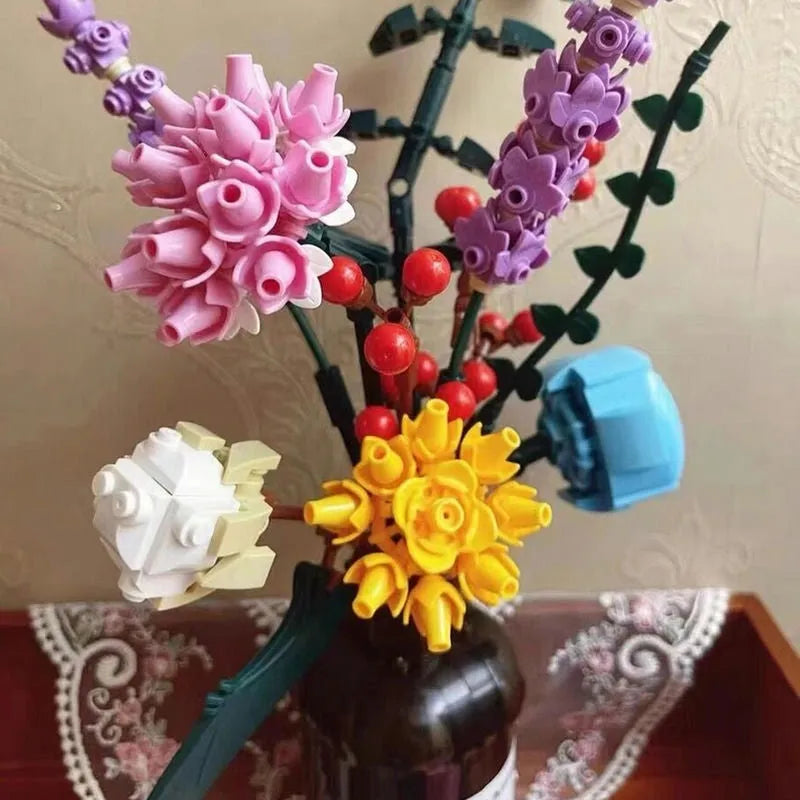 Building Blocks MOC Bottled Flowers Pot Bouquet Bricks Kids Toys 92012 Construction Set Toys - 6