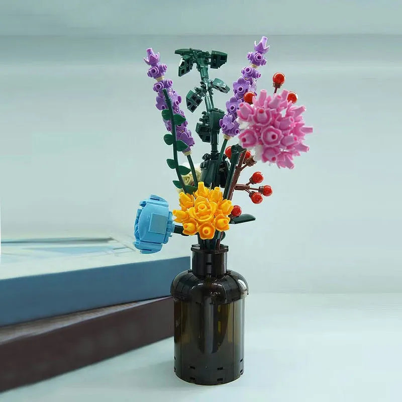 Building Blocks MOC Bottled Flowers Pot Bouquet Bricks Kids Toys 92012 Construction Set Toys - 8
