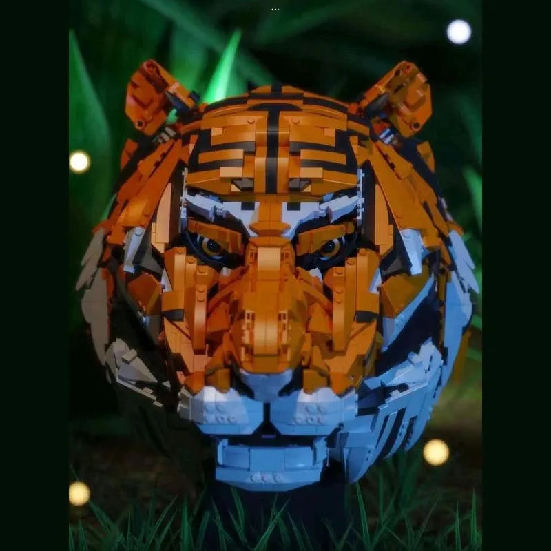 Building Blocks MOC Creative Idea Expert Zodiac Signs Tiger Head King of Beasts - 5