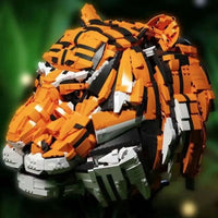 Thumbnail for Building Blocks MOC Creative Idea Expert Zodiac Signs Tiger Head King of Beasts Construction Set Toys - 7