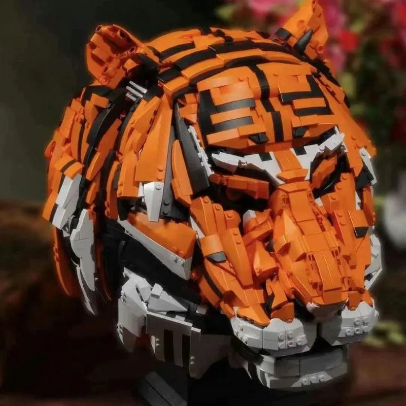 Building Blocks MOC Creative Idea Expert Zodiac Signs Tiger Head King of Beasts Construction Set Toys - 8