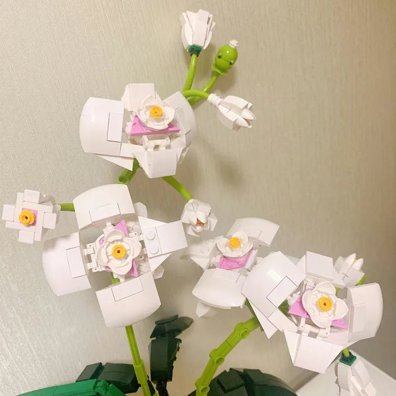 Building Blocks MOC Flower Bouquet Orchid Romantic Bricks Toy Construction Set Toys - 5