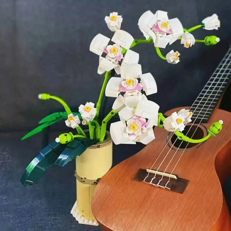 Building Blocks MOC Flower Bouquet Orchid Romantic Bricks Toy Construction Set Toys - 3