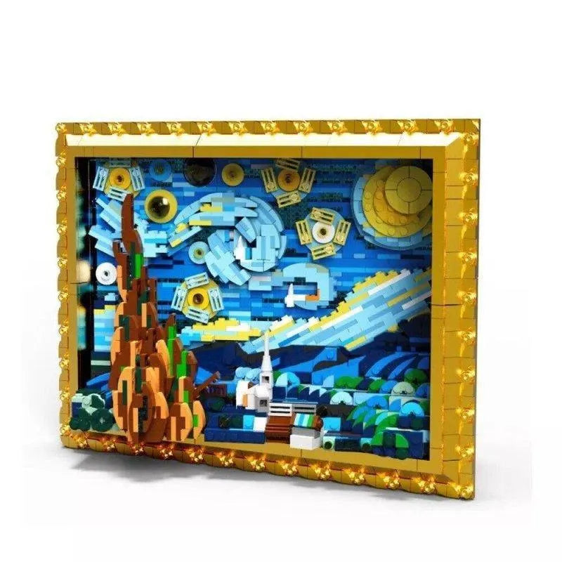 Building Blocks MOC Ideas Art 3D Starry Night Picture Frame Bricks Kids Toys Construction Set Toys - 1