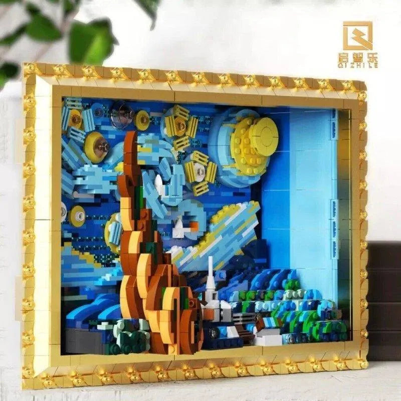 Building Blocks MOC Ideas Art 3D Starry Night Picture Frame Bricks Kids Toys Construction Set Toys - 5