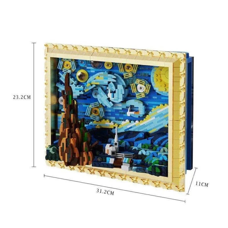 Building Blocks MOC Ideas Art 3D Starry Night Picture Frame Bricks Kids Toys Construction Set Toys - 3