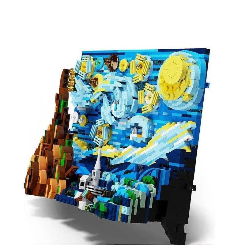 Building Blocks MOC Ideas Art 3D Starry Night Picture Frame Bricks Kids Toys - 6