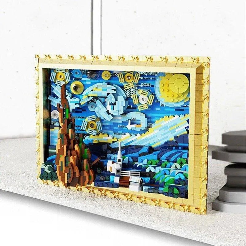 Building Blocks MOC Ideas Art 3D Starry Night Picture Frame Bricks Kids Toys Construction Set Toys - 7