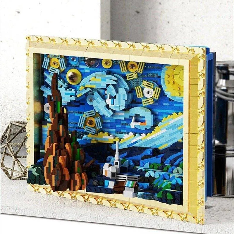 Building Blocks MOC Ideas Art 3D Starry Night Picture Frame Bricks Kids Toys Construction Set Toys - 9
