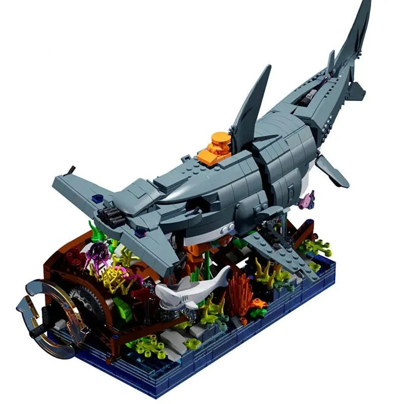 Building Blocks MOC Ideas Coast Guard Bionic Mech Shark Bricks Toy Construction Set Toys - 1