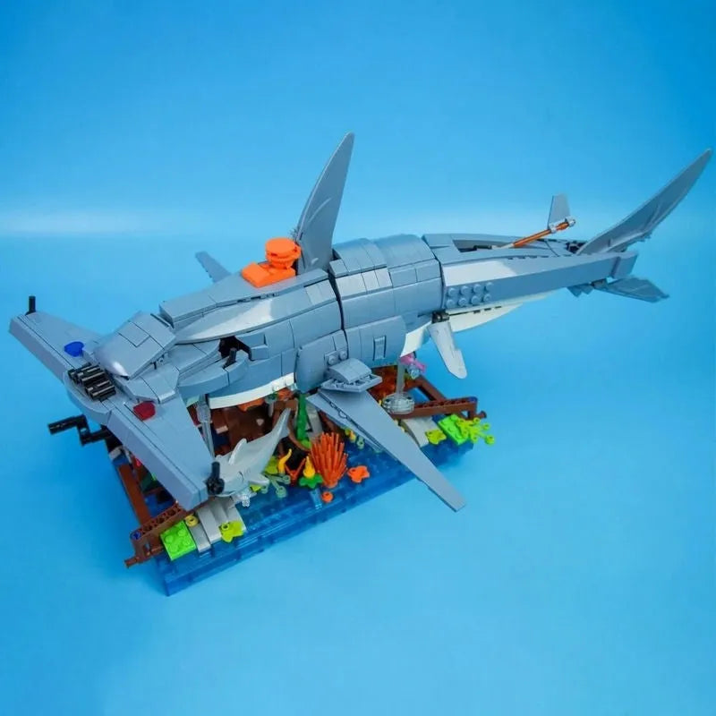 Building Blocks MOC Ideas Coast Guard Bionic Mech Shark Bricks Toy Construction Set Toys - 7