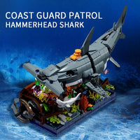Thumbnail for Building Blocks MOC Ideas Coast Guard Bionic Mech Shark Bricks Toy - 2