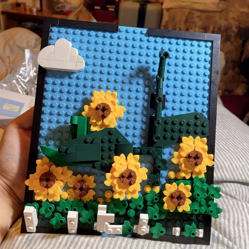 Building Blocks MOC Ideas Sunflowers Helianthus Art Painting Bricks Toy - 2
