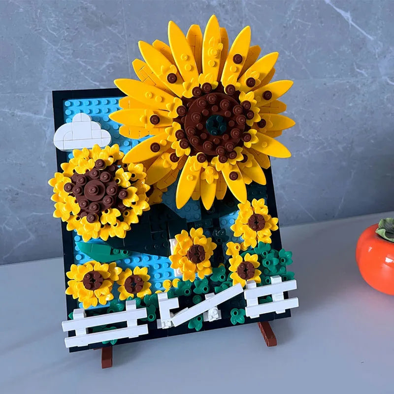 Building Blocks MOC Ideas Sunflowers Helianthus Art Painting Bricks Toy - 4