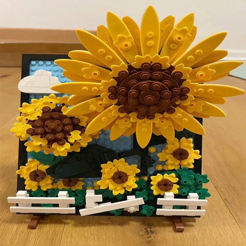 Building Blocks MOC Ideas Sunflowers Helianthus Art Painting Bricks Toy - 12