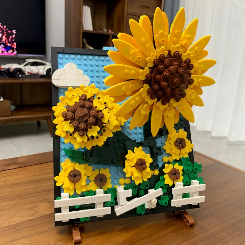 Building Blocks MOC Ideas Sunflowers Helianthus Art Painting Bricks Toy - 14