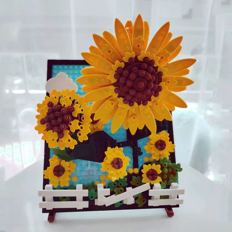 Building Blocks MOC Ideas Sunflowers Helianthus Art Painting Bricks Toy - 8