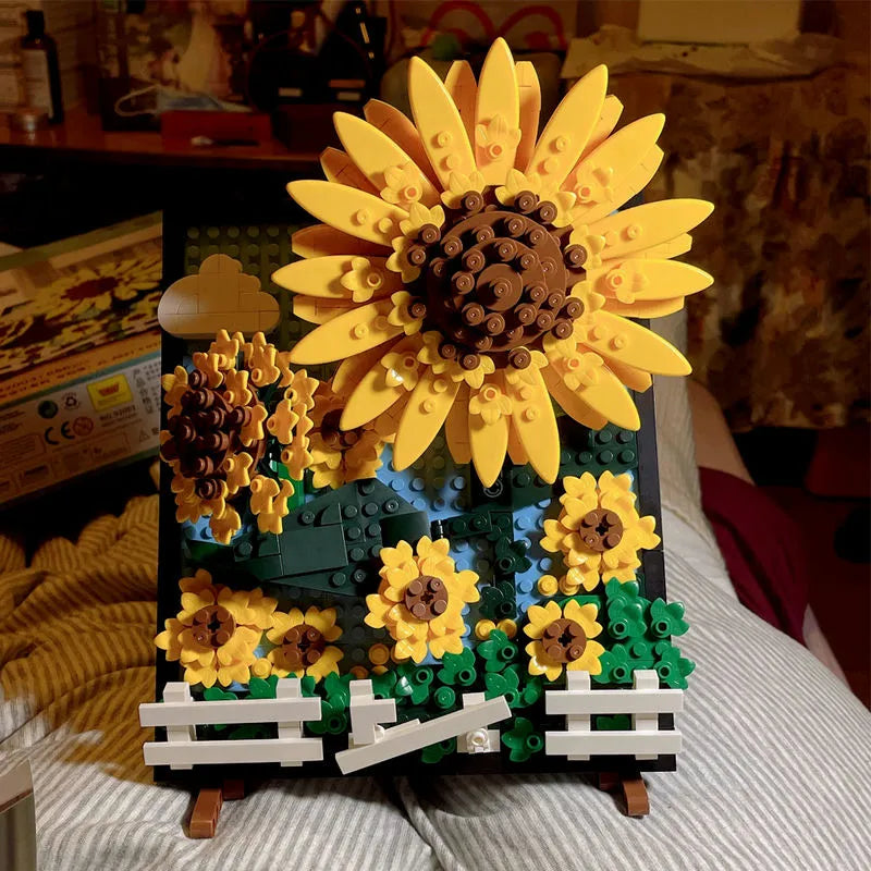 Building Blocks MOC Ideas Sunflowers Helianthus Art Painting Bricks Toy - 10