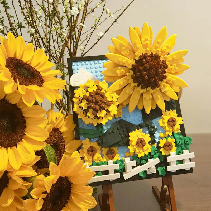 Building Blocks MOC Ideas Sunflowers Helianthus Art Painting Bricks Toy - 7