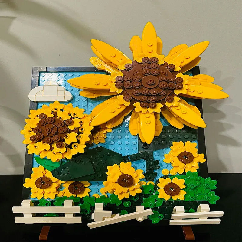 Building Blocks MOC Ideas Sunflowers Helianthus Art Painting Bricks Toy - 3