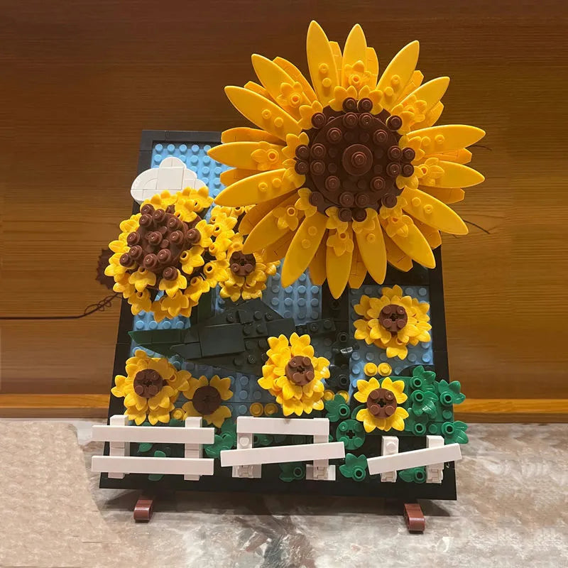 Building Blocks MOC Ideas Sunflowers Helianthus Art Painting Bricks Toy - 5