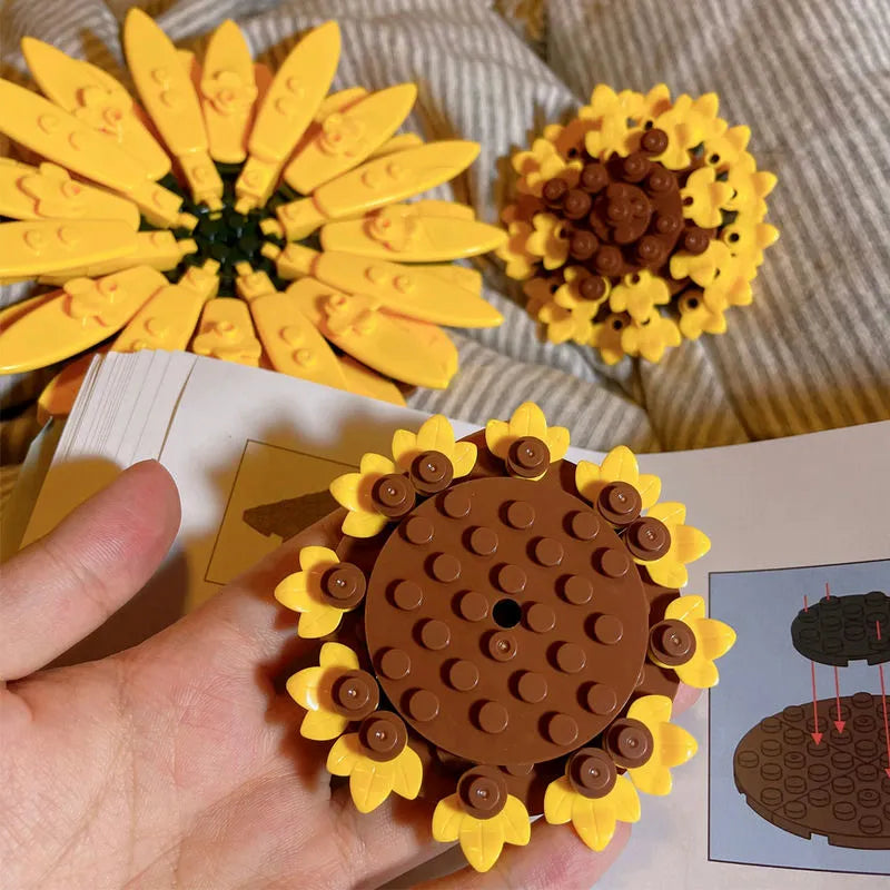 Building Blocks MOC Ideas Sunflowers Helianthus Art Painting Bricks Toy - 13
