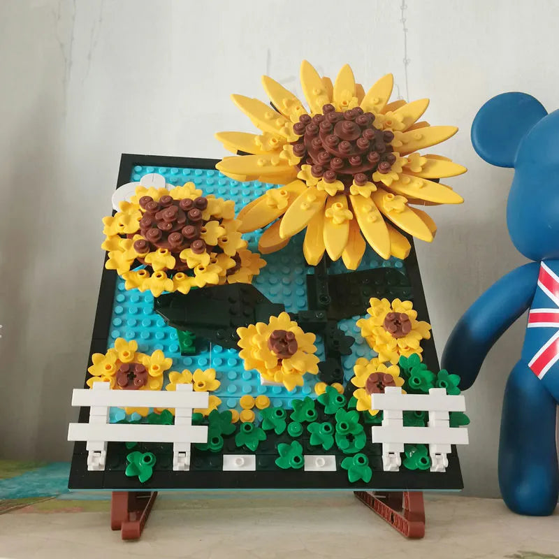 Building Blocks MOC Ideas Sunflowers Helianthus Art Painting Bricks Toy - 9