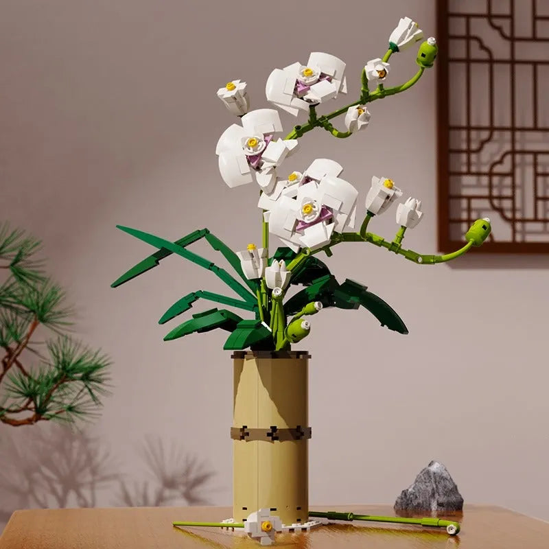 Building Blocks MOC Romantic Flowers Cotton Bouquet Bricks Kids Toy Construction Set Toys - 3