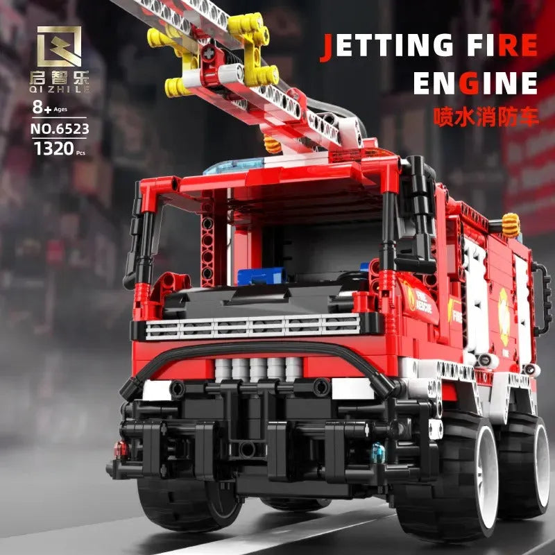 Building Blocks Technic MOC 6523 Jetting Fire Engine Truck Bricks Toys - 2