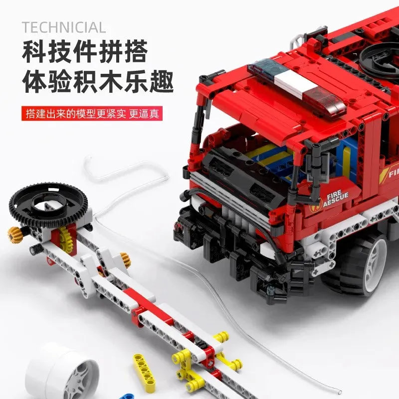 Building Blocks Technic MOC 6523 Jetting Fire Engine Truck Bricks Toys - 4