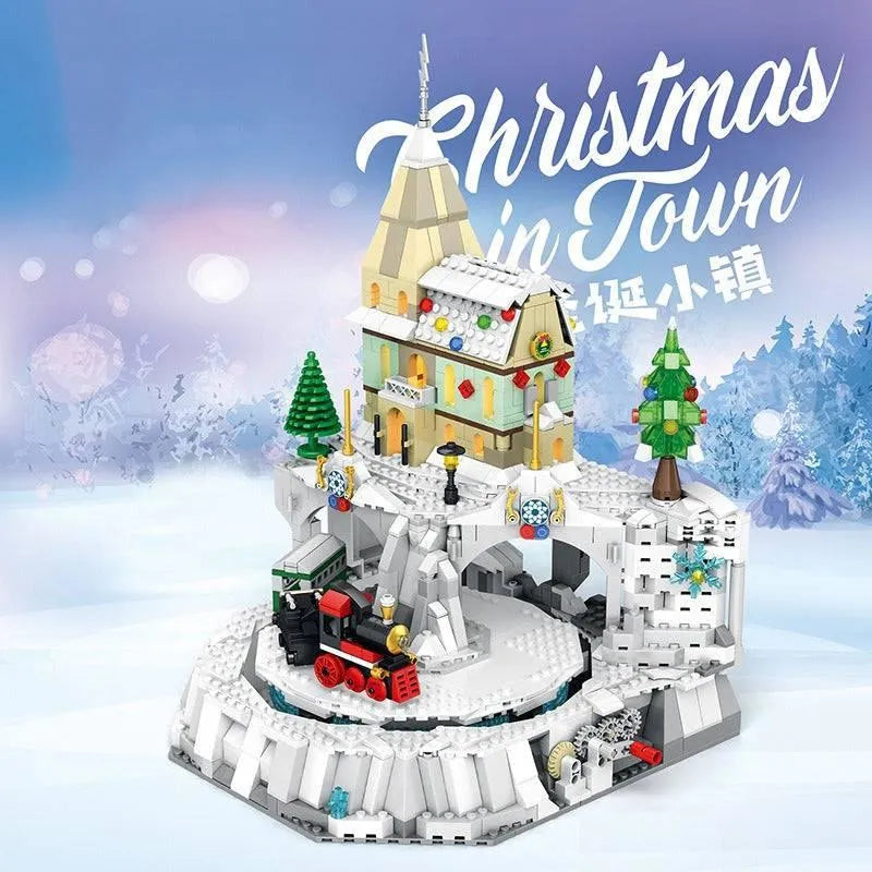 Building Blocks Christmas Winter City Train Town Santa Claus Bricks Toy - 2