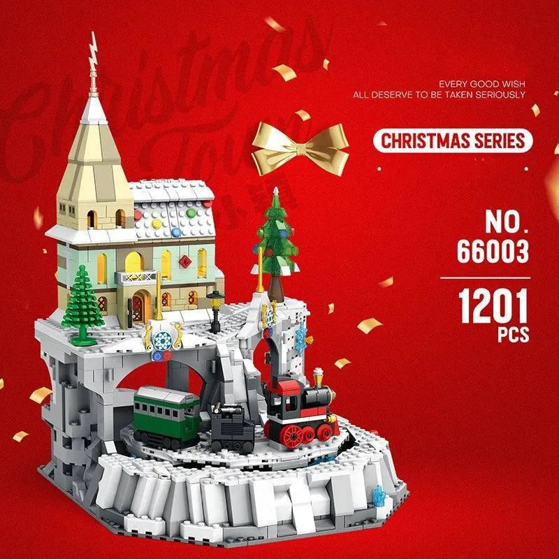 Building Blocks Christmas Winter City Train Town Santa Claus Bricks Toy - 4