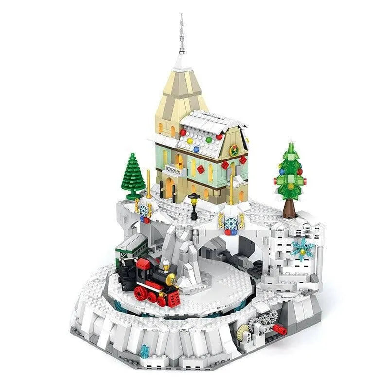 Building Blocks Christmas Winter City Train Town Santa Claus Bricks Toy - 1