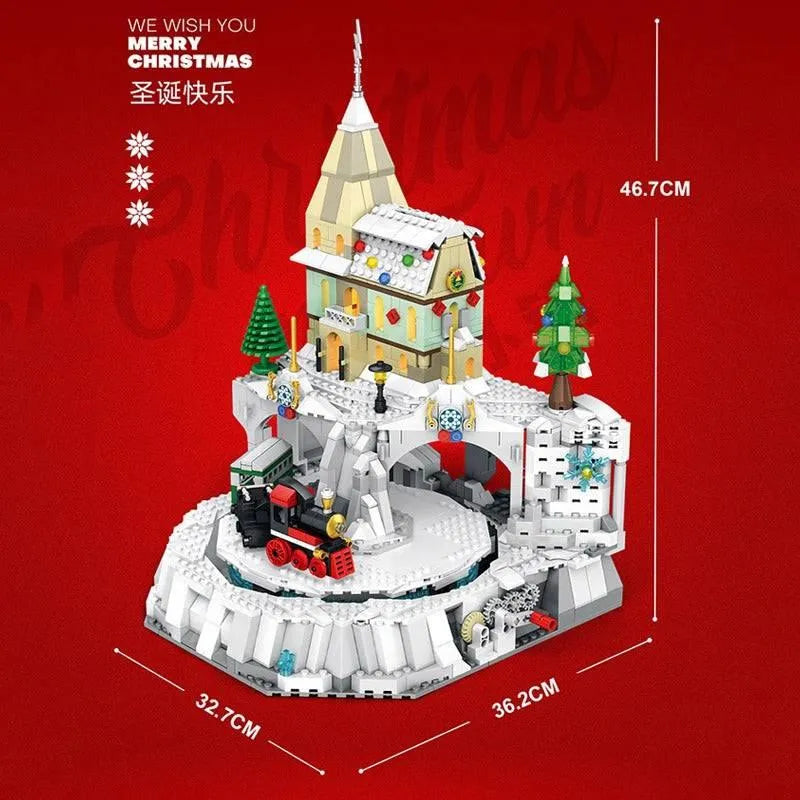Building Blocks Christmas Winter City Train Town Santa Claus Bricks Toy - 3