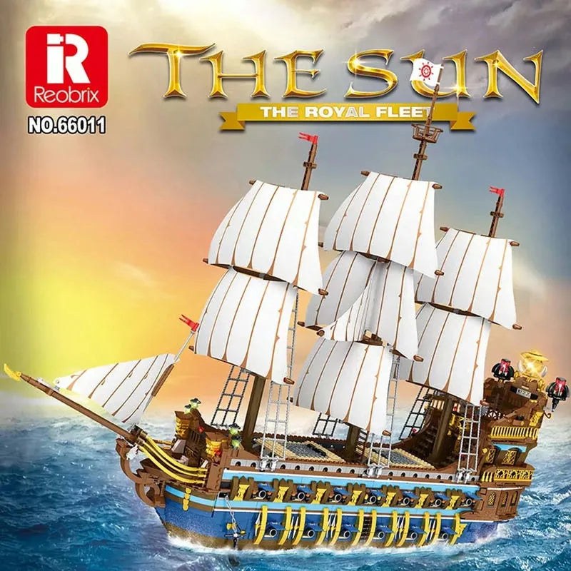 Building Blocks Creator Expert MOC The Royal Fleet Sun Pirates Ship Bricks Toy - 2
